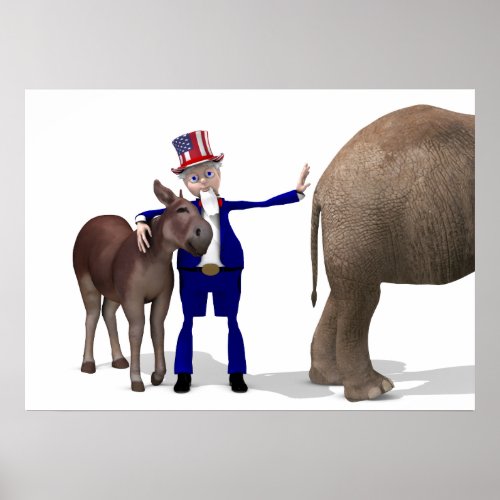 Uncle Sam Loves Donkeys Poster
