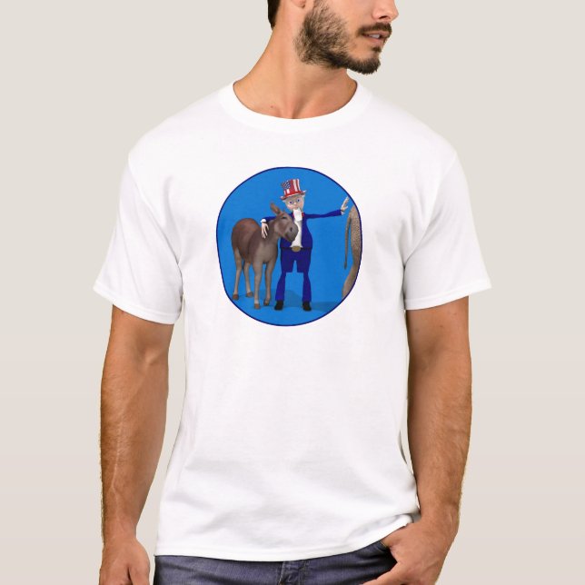 Uncle Sam Loves Donkeys T-Shirt (Front)