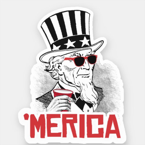 Uncle Sam Merican Party Sticker
