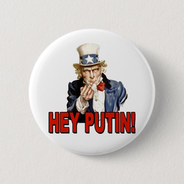 Uncle Sam Middle Finger Hey Putin  Button (Front)