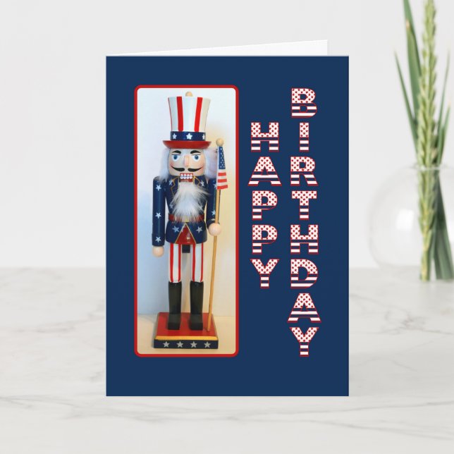 Uncle Sam Nutcracker Happy Birthday Card (Front)