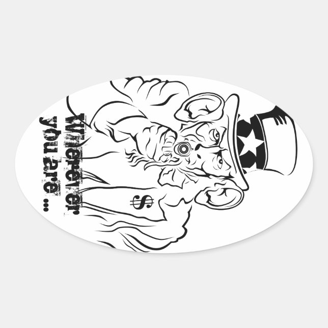 Uncle Sam Oval Sticker (Front)