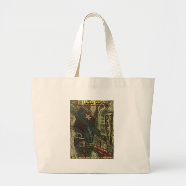 uncle sam over an empty freeway large tote bag (Front)