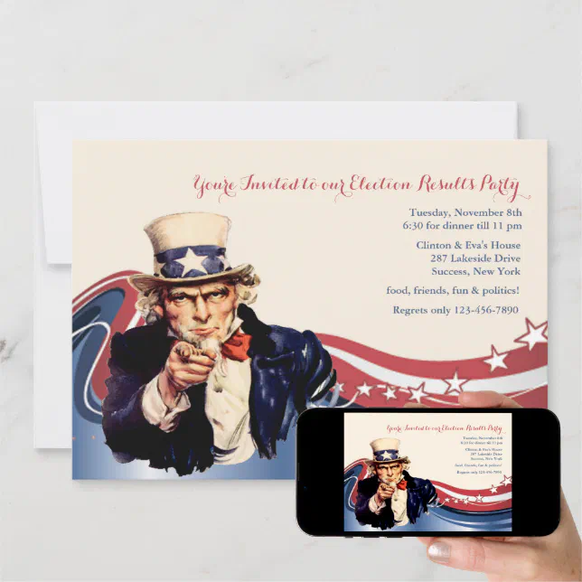 Uncle Sam Patriotic Invitation 