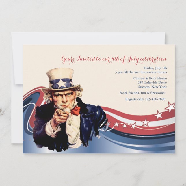 Uncle Sam Patriotic Invitation (Front)