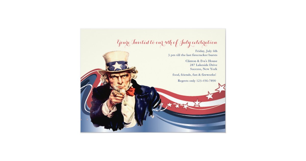 Uncle Sam Patriotic Invitation | Zazzle.com