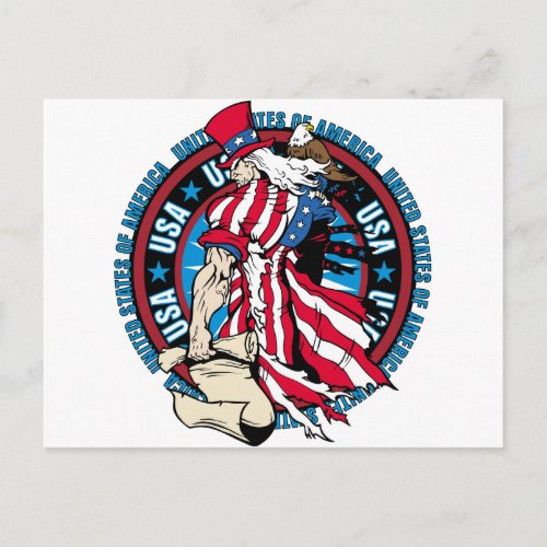 Uncle Sam Patriotic USA Flag 4th of July Postcard