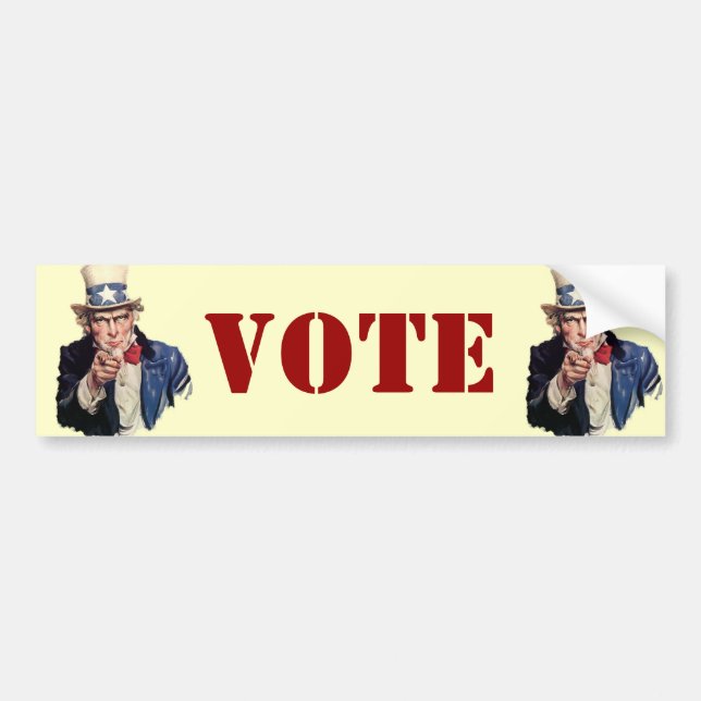 Uncle Sam Patriotic VOTE Designs Bumper Sticker (Front)