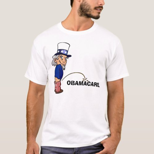 Uncle Sam peeing on Obamacare T_Shirt