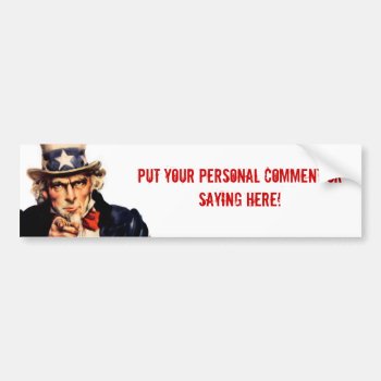Uncle Sam Personalized Bumper Sticker by Libertymaniacs at Zazzle