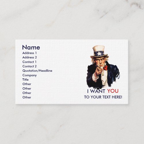 Uncle Sam Personalized Business Cards