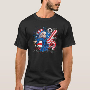 Uncle Sam Play Soccer American Flag Happy 4th Of J T-Shirt