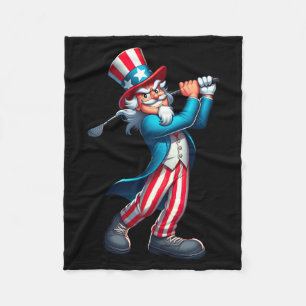 Uncle Sam Playing Golf 4th Of July Golfing Boys Fleece Blanket