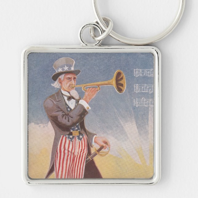 Uncle Sam Playing The Bugle Keychain (Front)