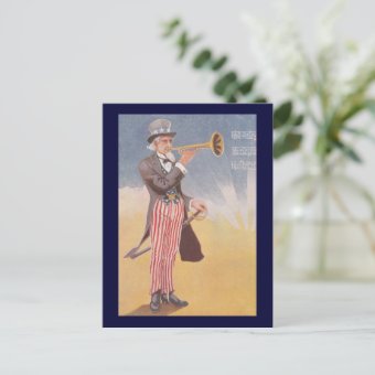 Uncle Sam Playing The Bugle Postcard | Zazzle