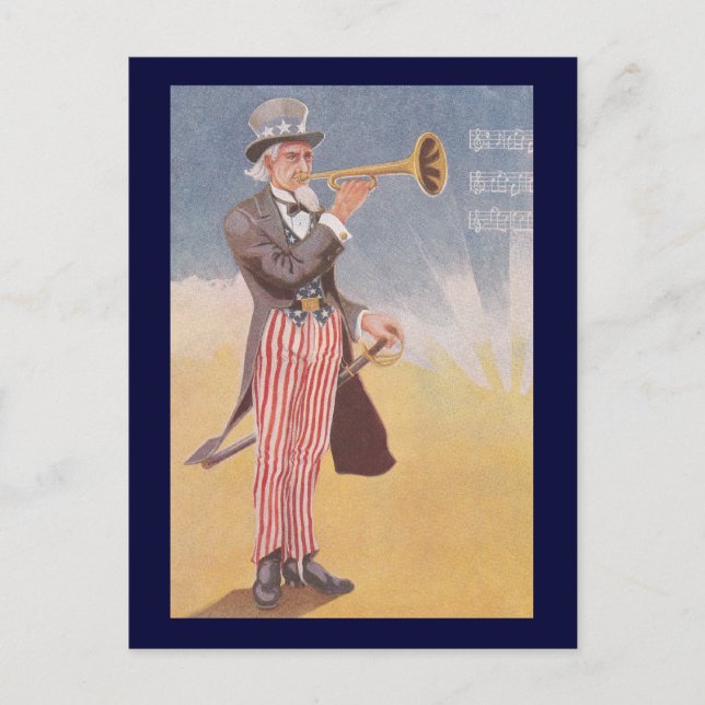 Uncle Sam Playing The Bugle Postcard (Front)