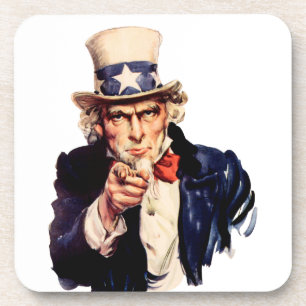Uncle Sam Pointing Finger Beverage Coaster