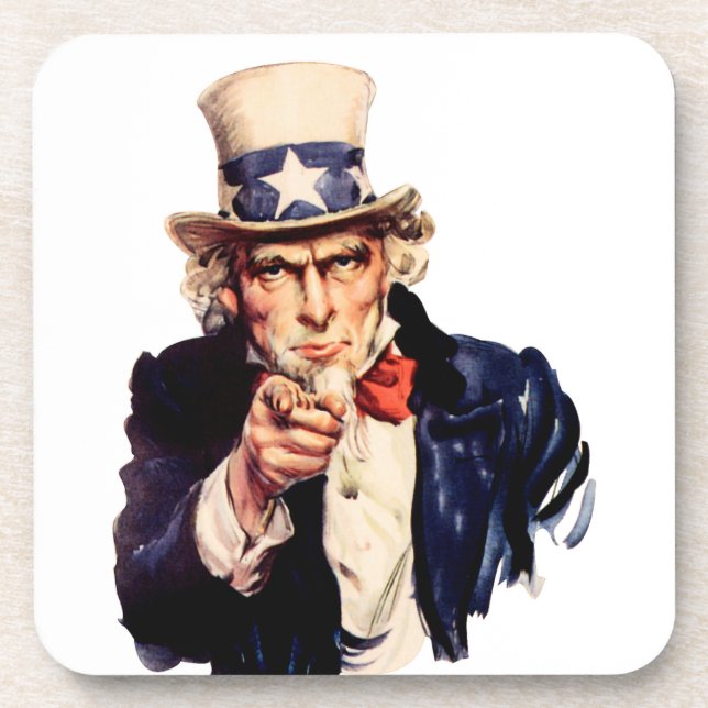 Uncle Sam Pointing Finger Beverage Coaster (Front)