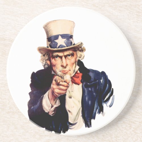 Uncle Sam Pointing Finger Drink Coaster