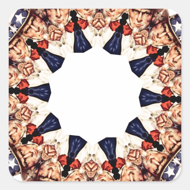 Uncle Sam Pointing Finger Kaleidoscope Square Sticker (Front)