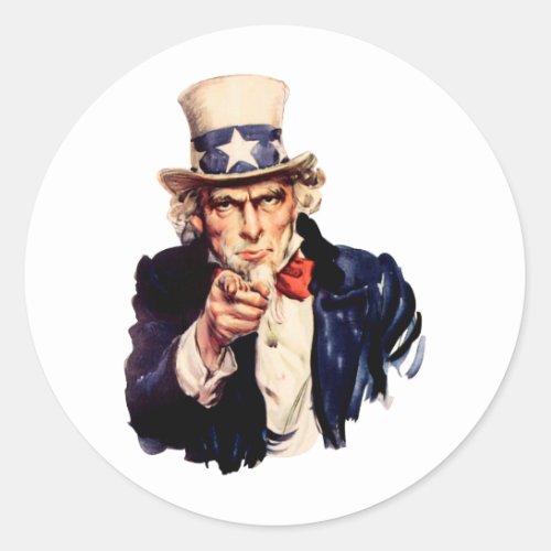 Uncle Sam Pointing His Finger Classic Round Sticker
