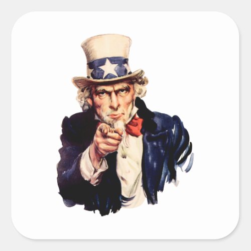 Uncle Sam Pointing His Finger Square Sticker