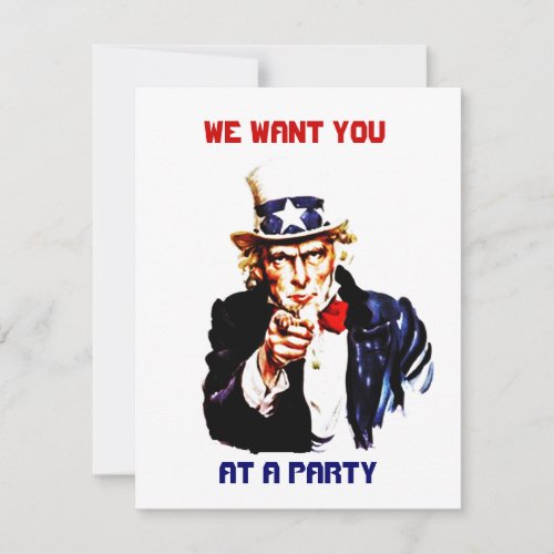 UNCLE SAM POINTING PARTY INVITATION ~EZ2 CUSTOMIZE