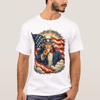 Uncle Sam Pointing with American Flag – Vintage Pa T-Shirt