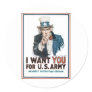 Uncle Sam Poster, America. I Want You For... Classic Round Sticker