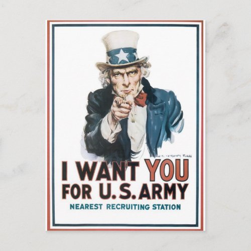 Uncle Sam Poster America I Want You For Postcard