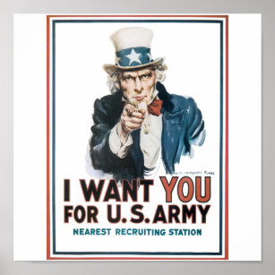 Uncle Sam Poster, America. I want you for the U.S. Poster