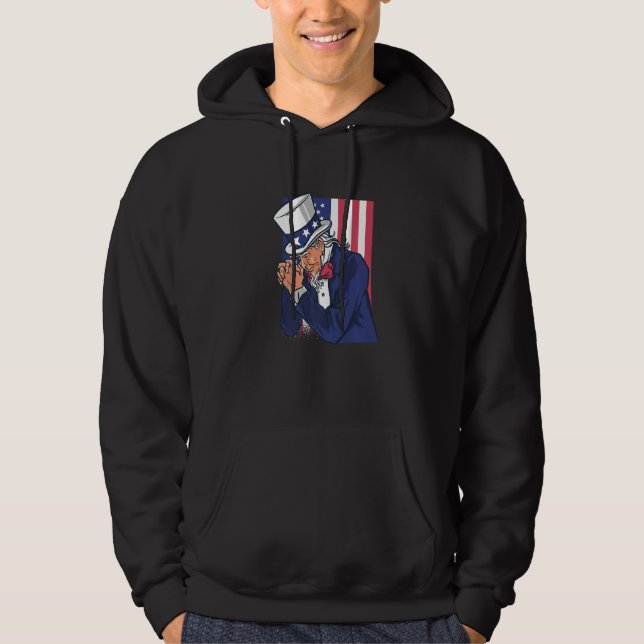 Uncle Sam Praying Us American Patriotic Culture 4t Hoodie (Front)