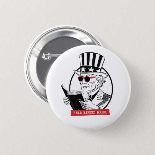 Uncle Sam Reads Banned Books Button