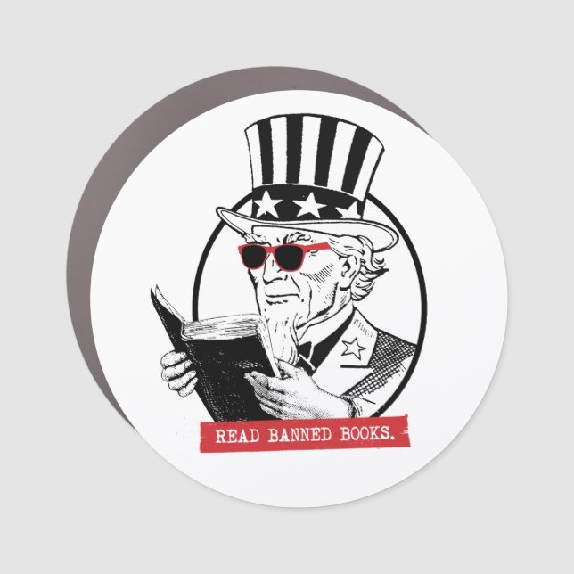 Uncle Sam Reads Banned Books Car Magnet (Front)