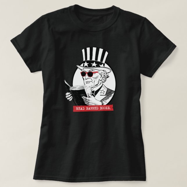 Uncle Sam Reads Banned Books T-Shirt (Design Front)