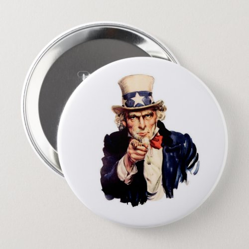 UNCLE SAM RED WHITE BLUE PATRIOTIC BUTTON