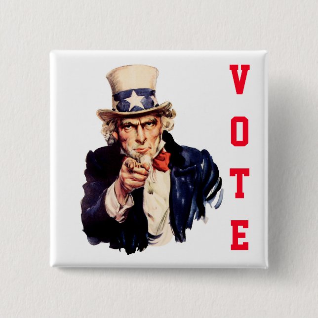 Uncle Sam Republican Vote Button (Front)