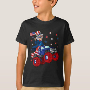Uncle Sam Riding Monster Truck 4th Of July Fun Boy T-Shirt