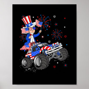 Uncle Sam Riding Monster Truck 4th Of July Funny Poster