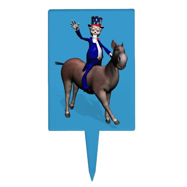 Uncle Sam Riding On Donkey Cake Topper (Front)