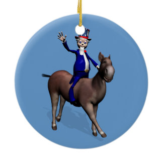 Uncle Sam Riding On Donkey Ceramic Ornament