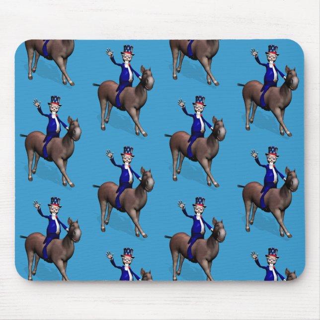 Uncle Sam Riding On Donkey Mouse Pad (Front)