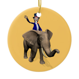 Uncle Sam Riding On Elephant Ceramic Ornament