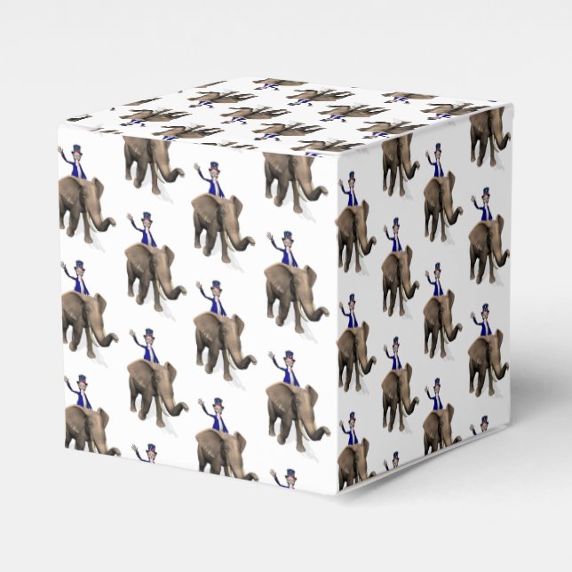 Uncle Sam Riding On Elephant Favor Boxes (Front Side)