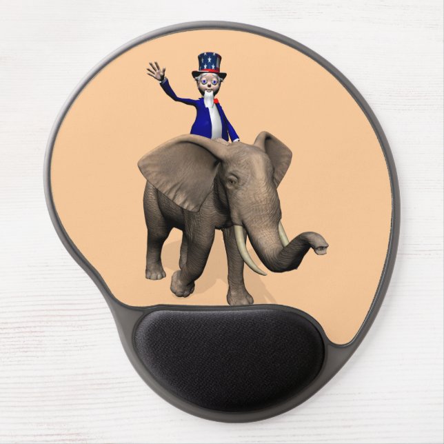 Uncle Sam Riding On Elephant Gel Mouse Pad (Front)