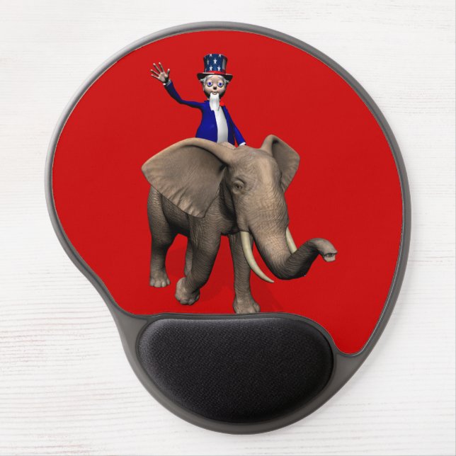 Uncle Sam Riding On Elephant Gel Mouse Pad (Front)