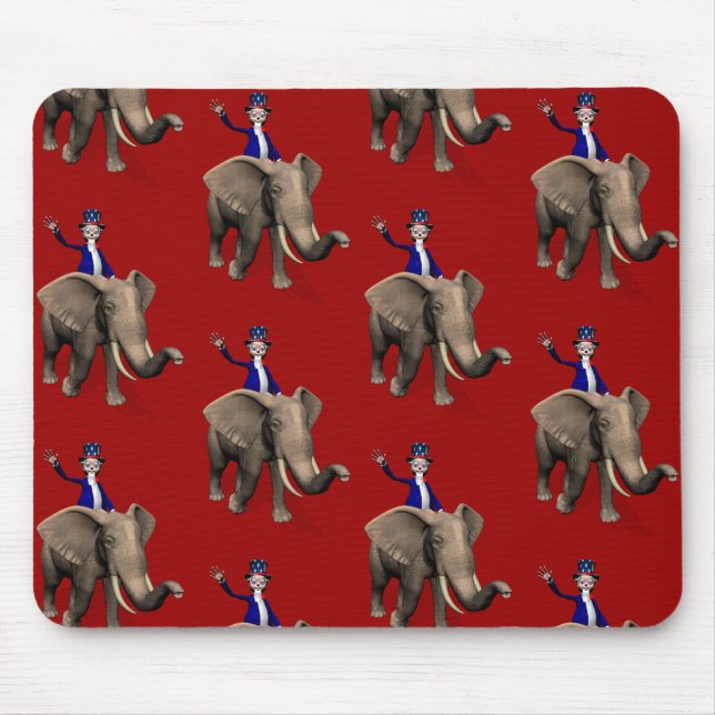 Uncle Sam Riding On Elephant Mouse Pad (Front)
