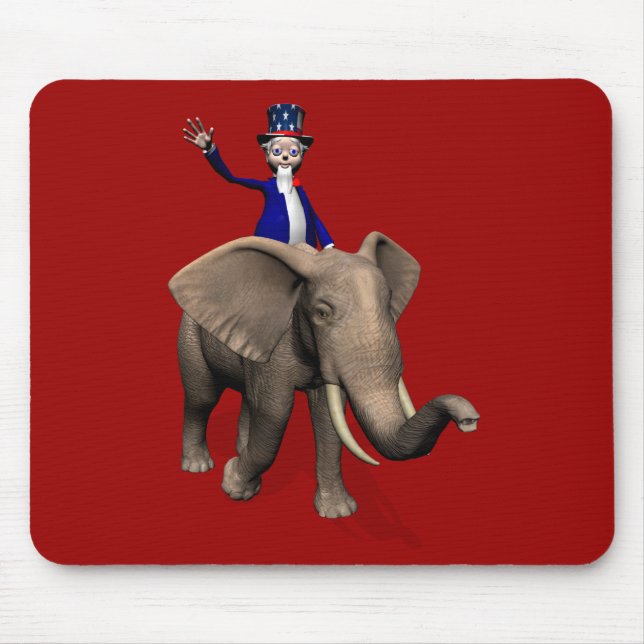 Uncle Sam Riding On Elephant Mouse Pad (Front)