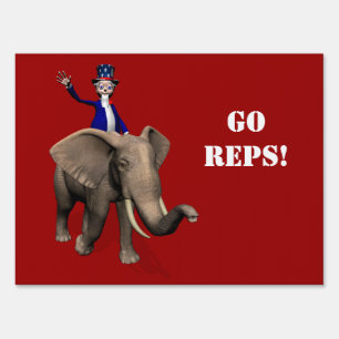 Uncle Sam Riding On Elephant Sign