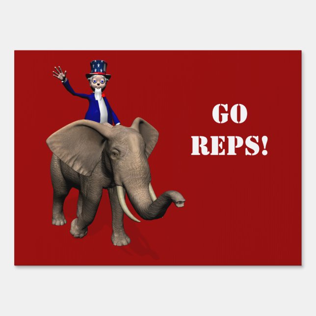 Uncle Sam Riding On Elephant Sign (Front)